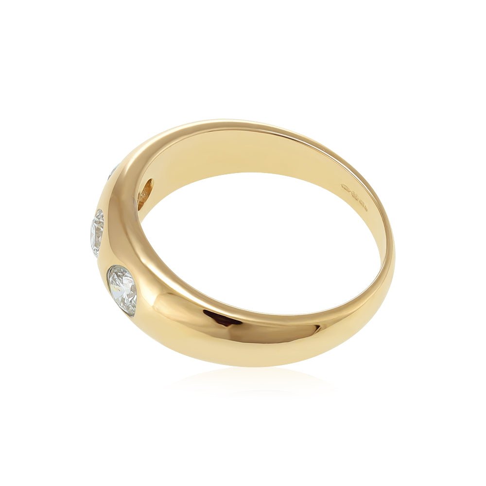 9ct Yellow Gold 1.00ct Gents 3 Stone Diamond Band DSHDR0485 - FJewellery