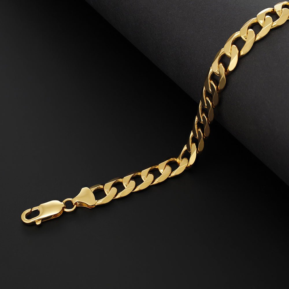 9ct Yellow Gold 10.5mm Curb Bracelet - FJewellery