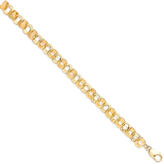 9ct Yellow Gold 10mm Patterned Belcher Chain - FJewellery