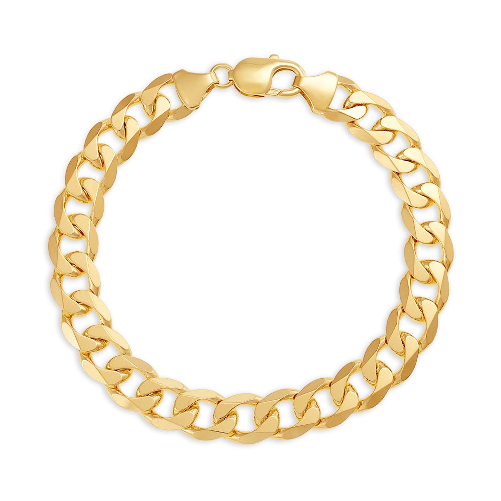9ct Yellow Gold 11mm Curb Bracelet - FJewellery