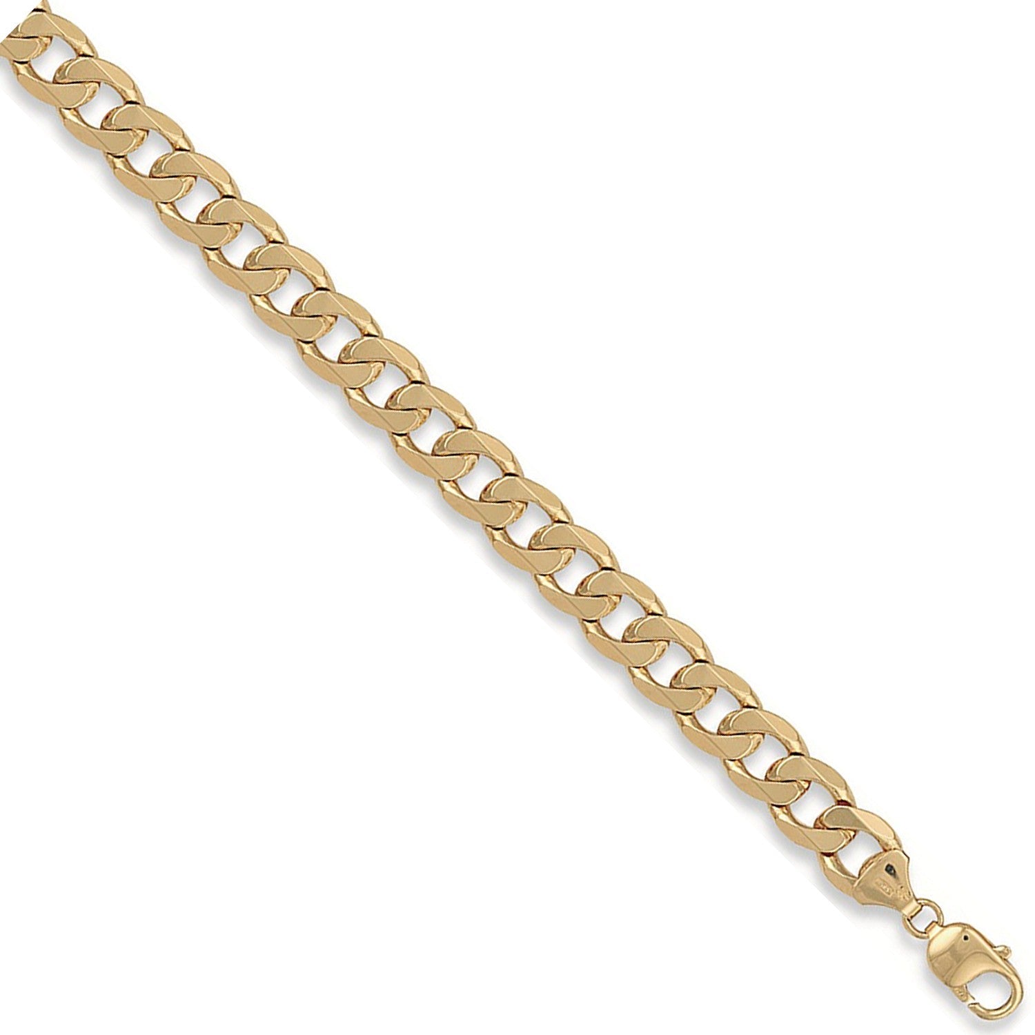 9ct Yellow Gold 12mm Curb Bracelet - 8 Inches - FJewellery