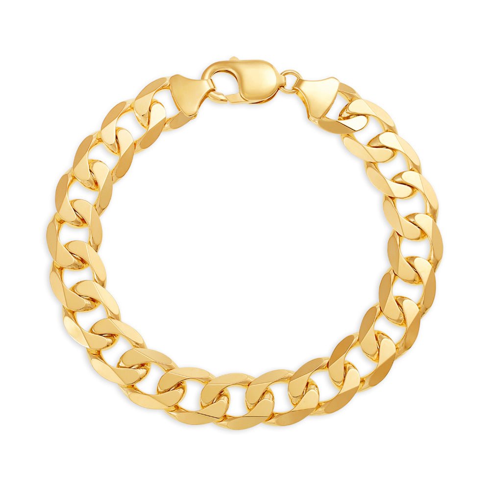 9ct Yellow Gold 12mm Curb Bracelet - 8 Inches - FJewellery