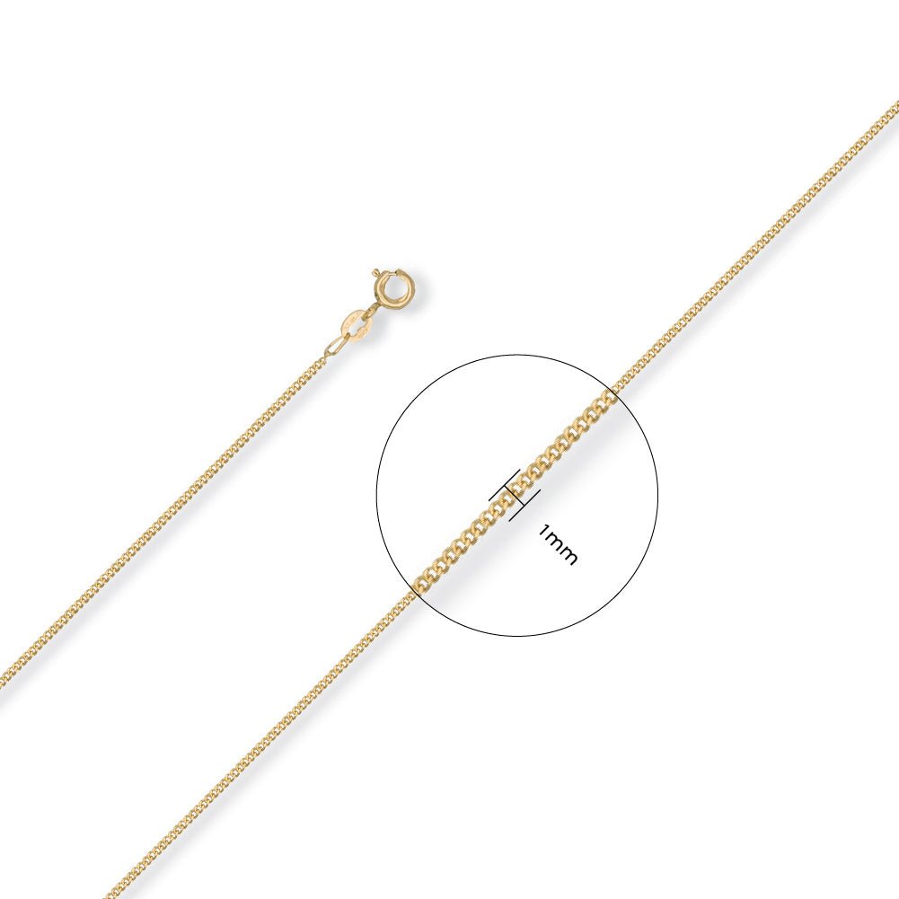 9ct Yellow Gold 1.2mm Curb Chain - FJewellery