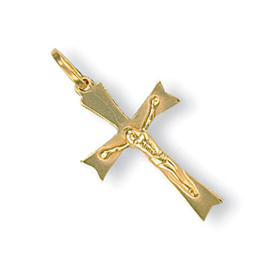 9ct Yellow Gold 12mm x 1.7mm Crucifix - FJewellery