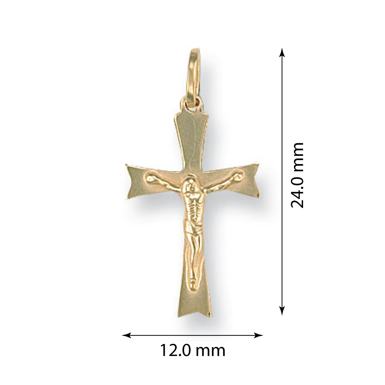 9ct Yellow Gold 12mm x 1.7mm Crucifix - FJewellery