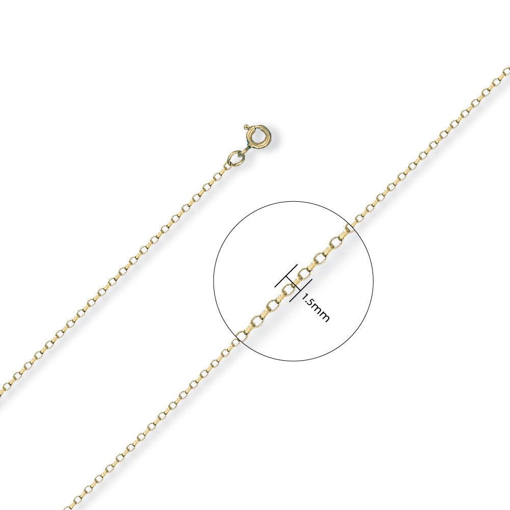 9ct Yellow Gold 1.5mm Belcher Chain - FJewellery