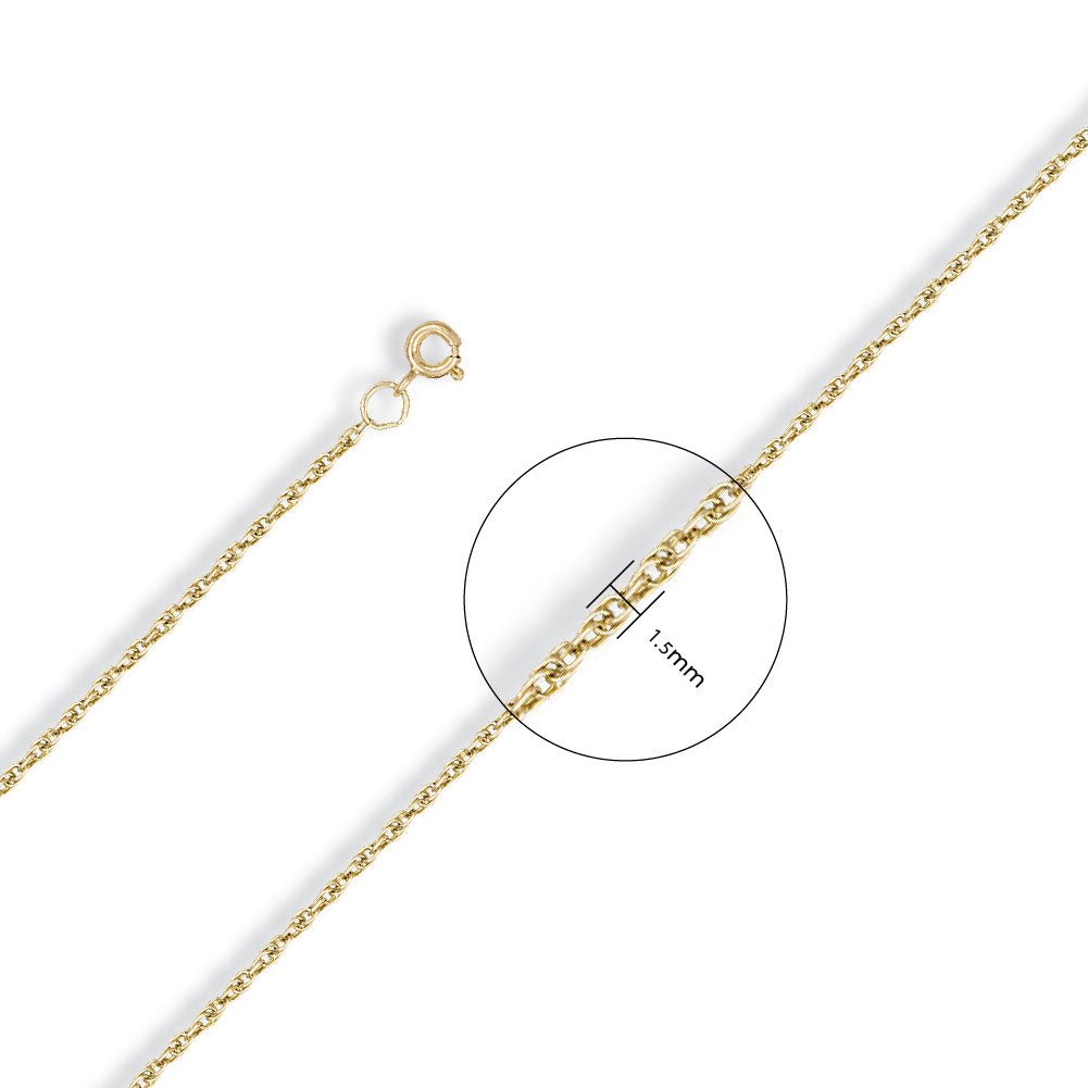 9ct Yellow Gold 1.5mm Prince Of Wales Chain - FJewellery