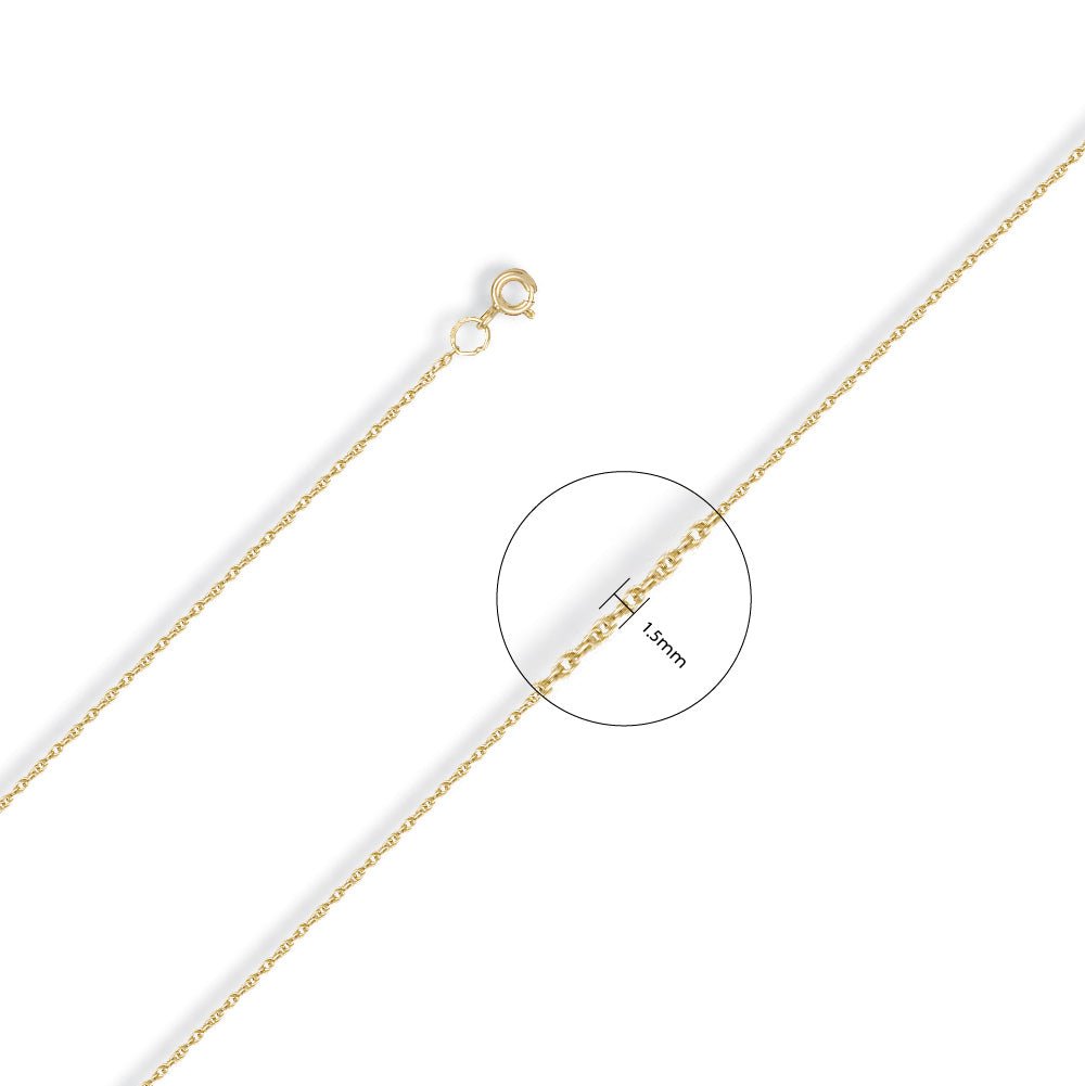 9ct Yellow Gold 1.5mm Thin Prince Of Wales Chain - FJewellery