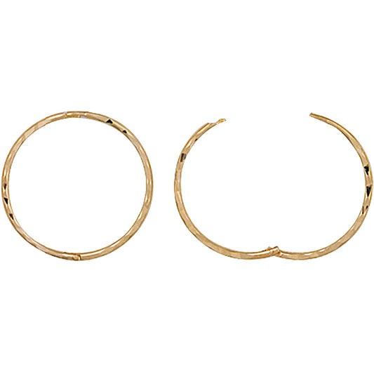 9ct Yellow Gold 16mm Engraved Hinged Sleepers - FJewellery