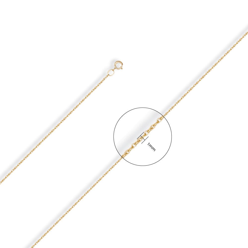 9ct Yellow Gold 1mm Prince Of Wales Chain - FJewellery