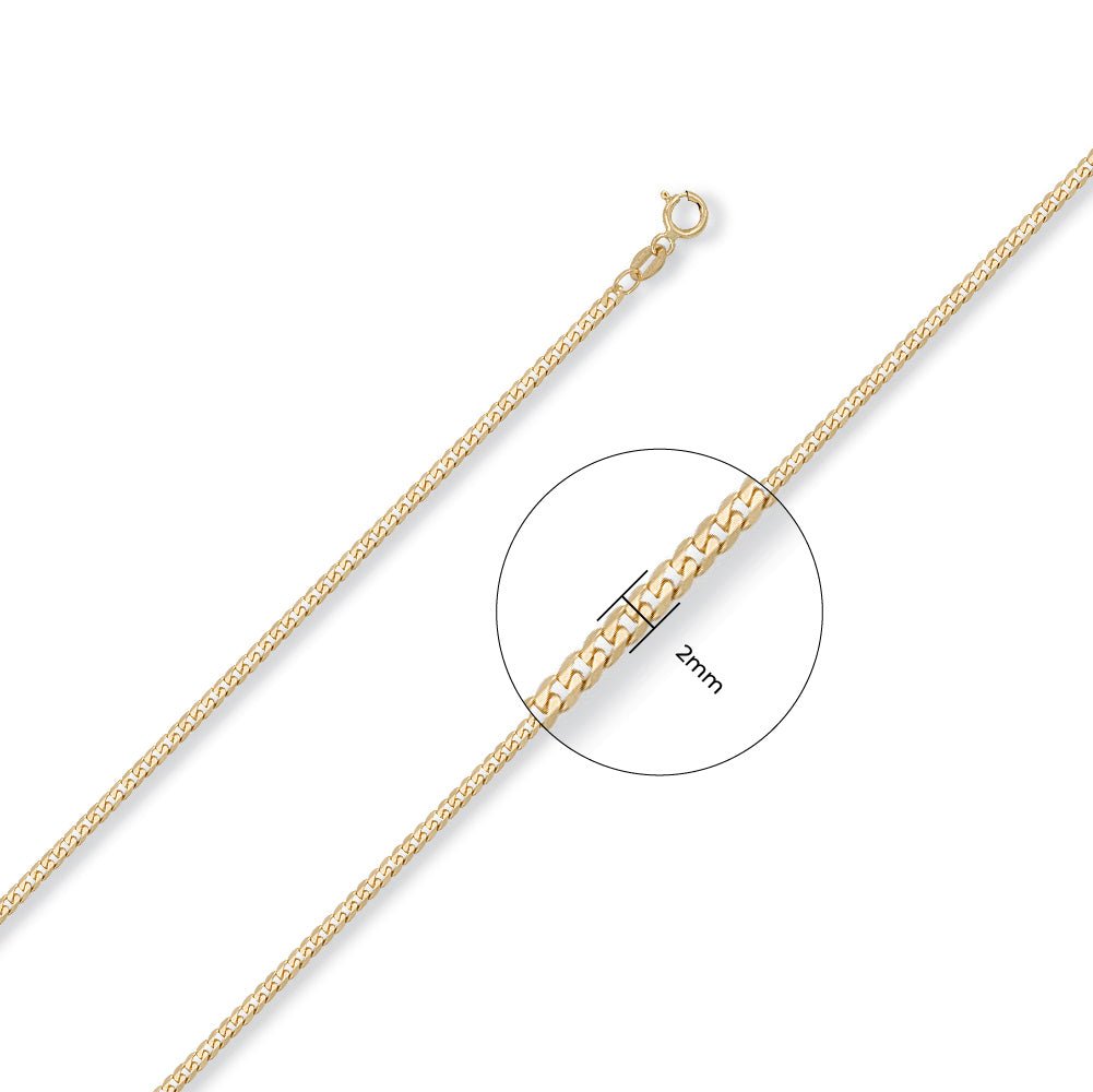 9ct Yellow Gold 2.2mm Curb Chain - FJewellery