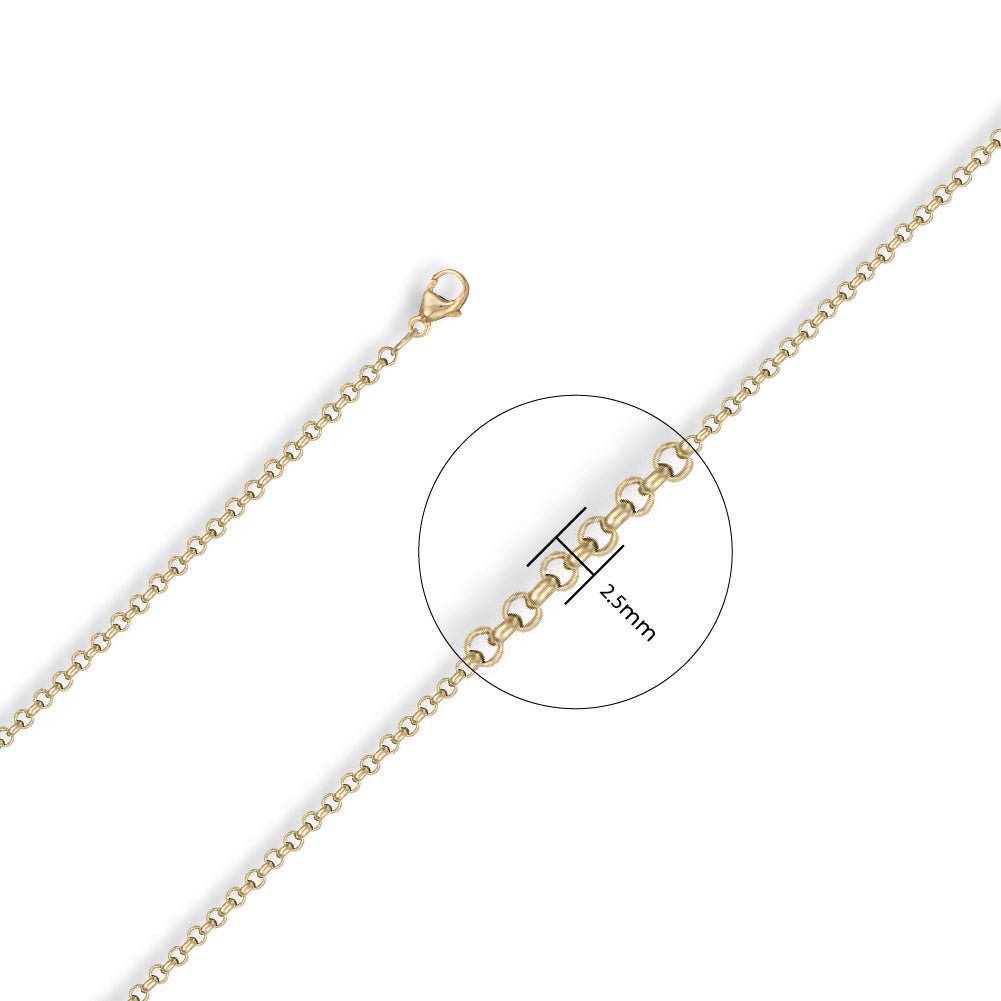 9ct Yellow Gold 2.5mm Belcher Chain - FJewellery
