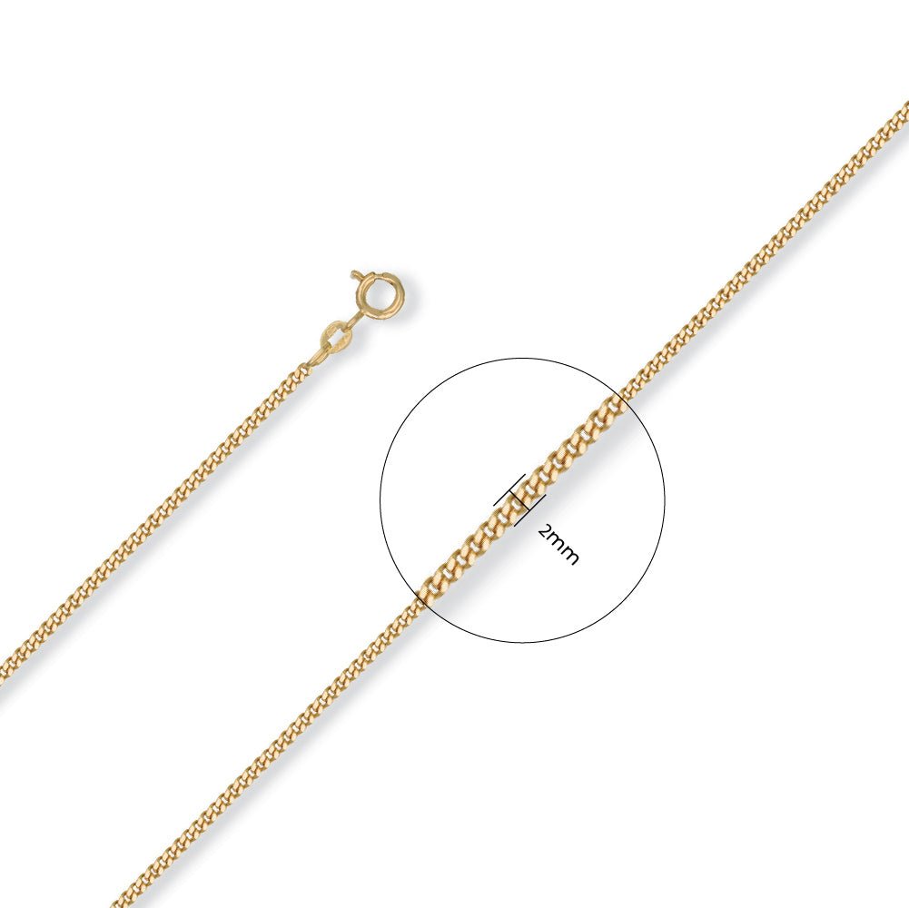 9ct Yellow Gold 2mm Curb Chain - FJewellery