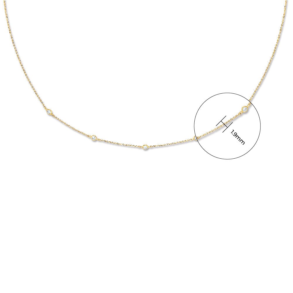9ct Yellow Gold 2mm CZ Necklace 104223 - FJewellery
