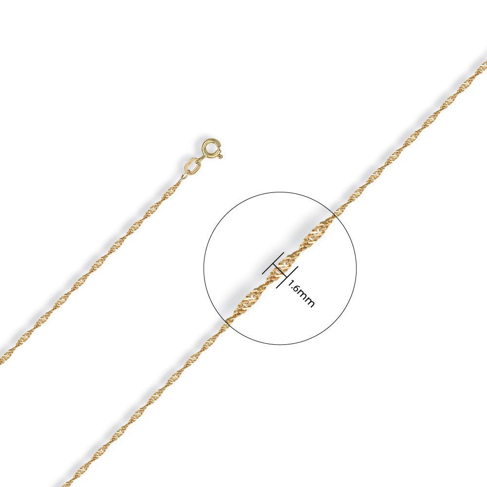 9ct Yellow Gold 2mm Singapore Chain - FJewellery