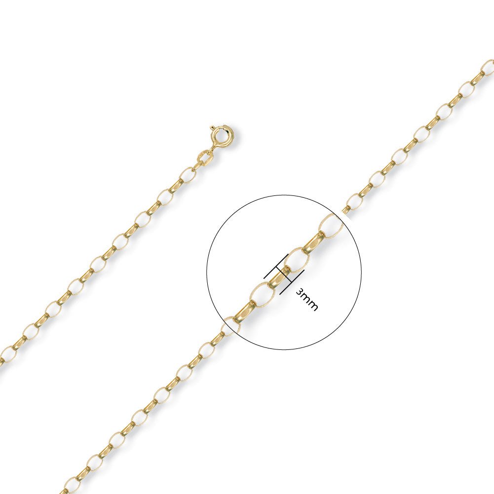 9ct Yellow Gold 3.1mm Belcher Chain - FJewellery