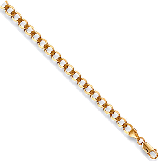 9ct Yellow Gold 3.5mm Curb Bracelet 6" - FJewellery