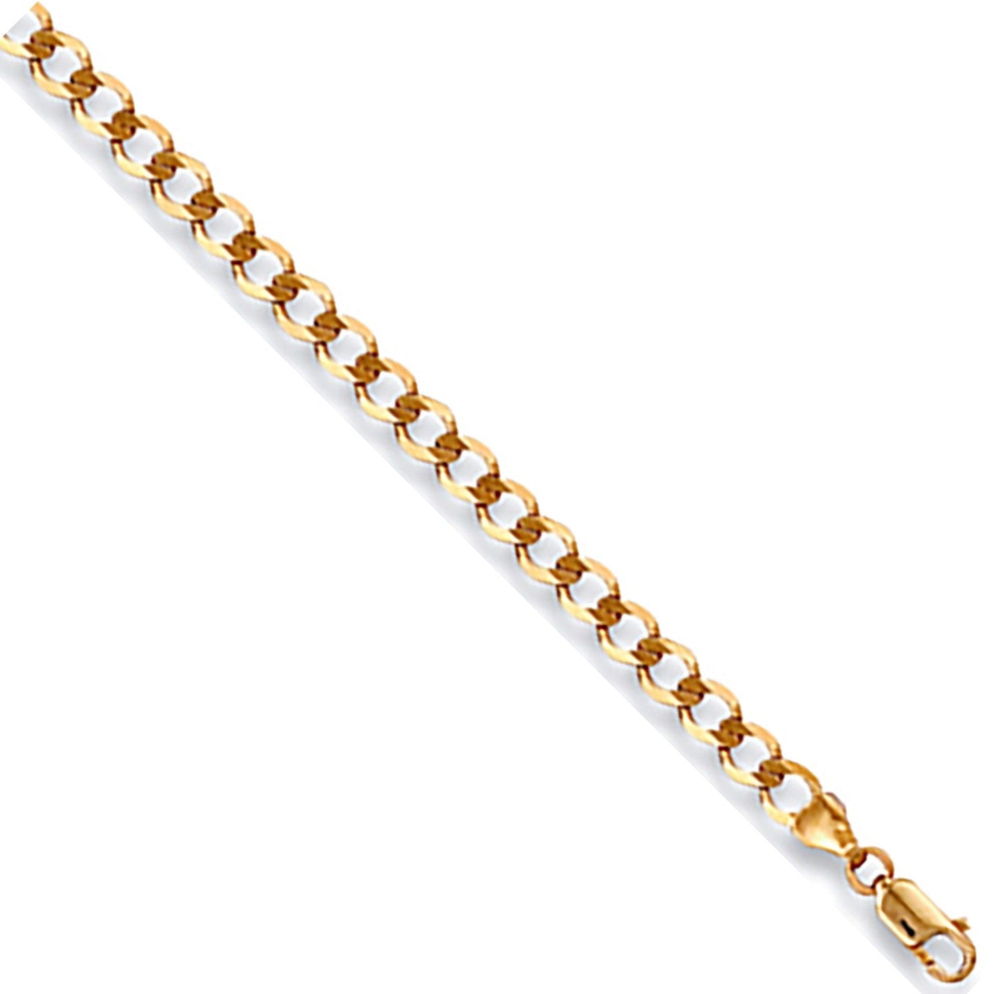 9ct Yellow Gold 3.5mm Curb Bracelet 7" - FJewellery
