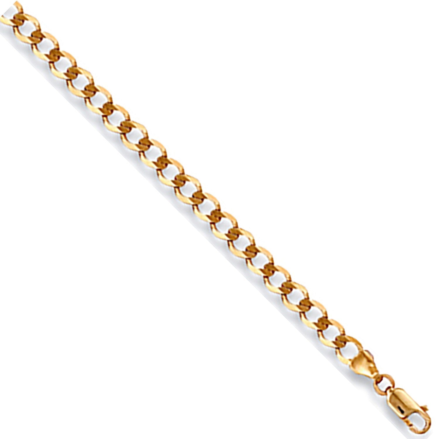 9ct Yellow Gold 3.5mm Curb Bracelet 7" - FJewellery
