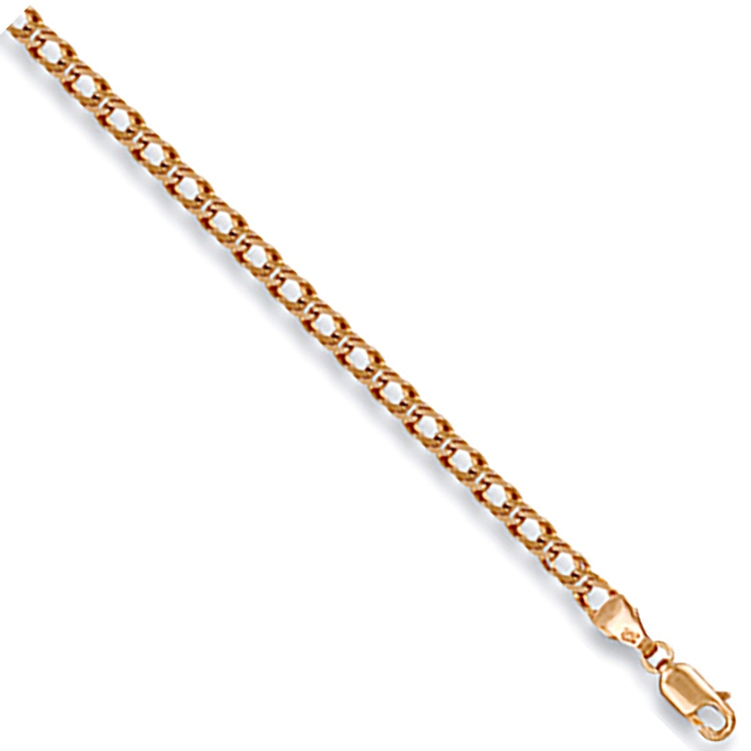 9ct Yellow Gold 3.5mm Double Curb Bracelet 7" - FJewellery