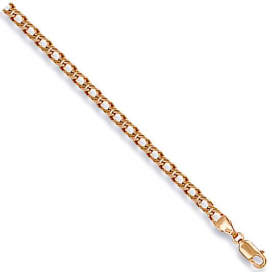 9ct Yellow Gold 3.5mm Double Curb Bracelet 7" - FJewellery