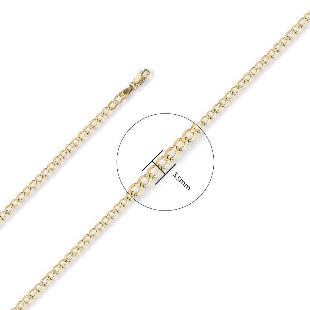 9ct Yellow Gold 3.5mm Economy Curb Chain - FJewellery