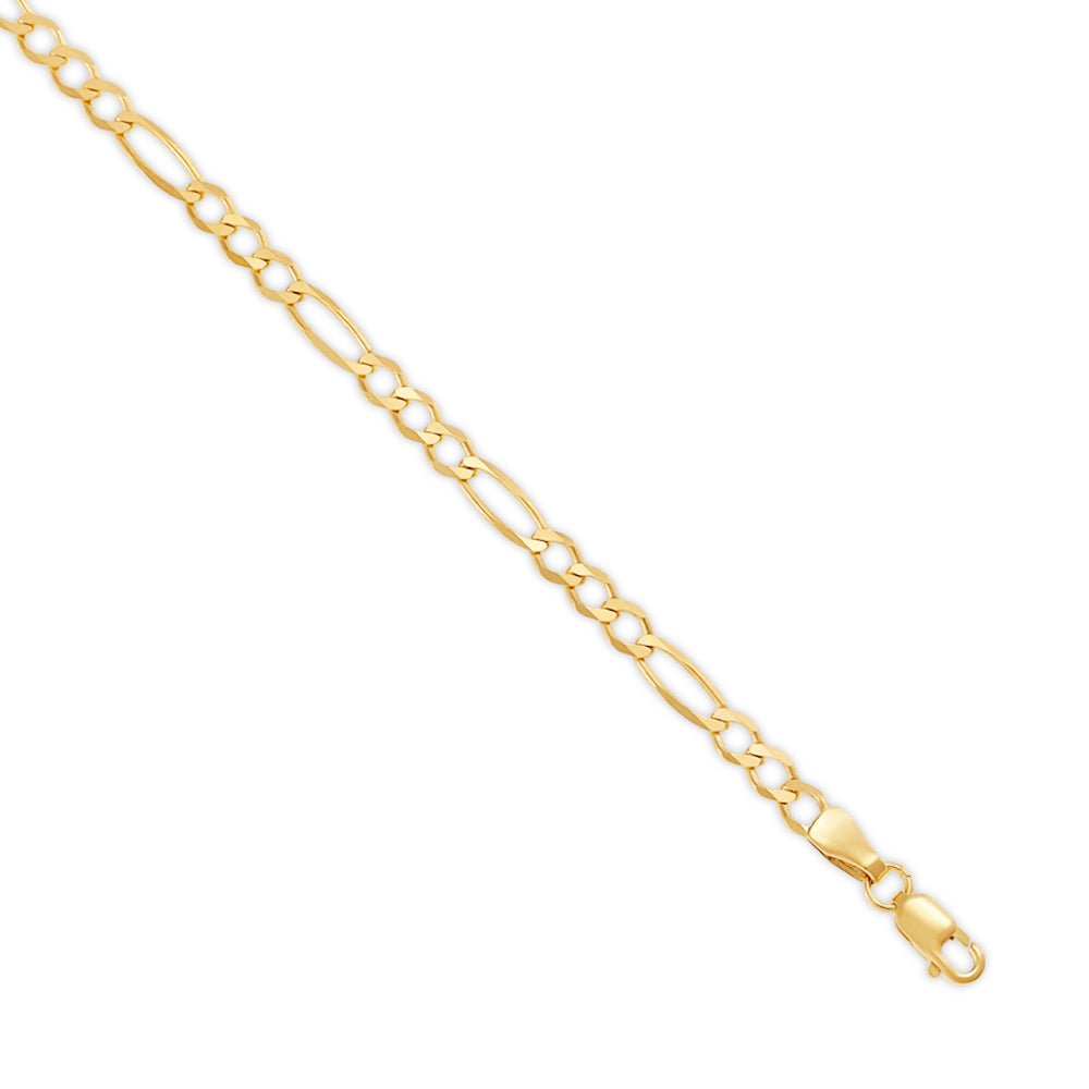 9ct Yellow Gold 3.5mm Figaro Bracelet 6" - FJewellery
