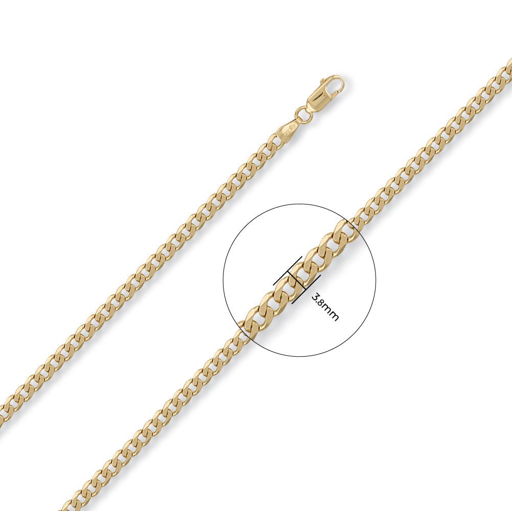 9ct Yellow Gold 3.8mm Curb Chain - FJewellery
