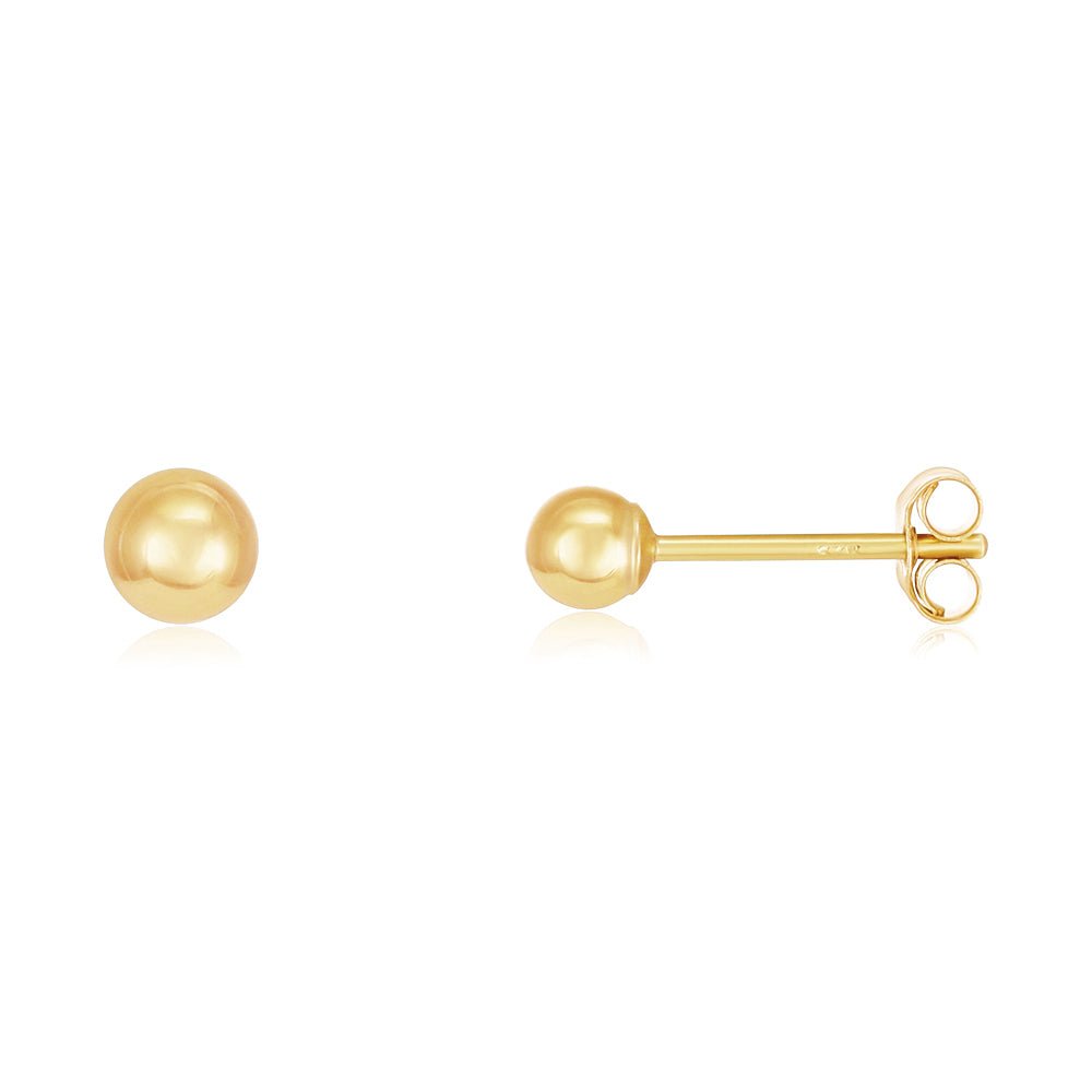 9ct Yellow Gold 3mm Ball Studs - FJewellery