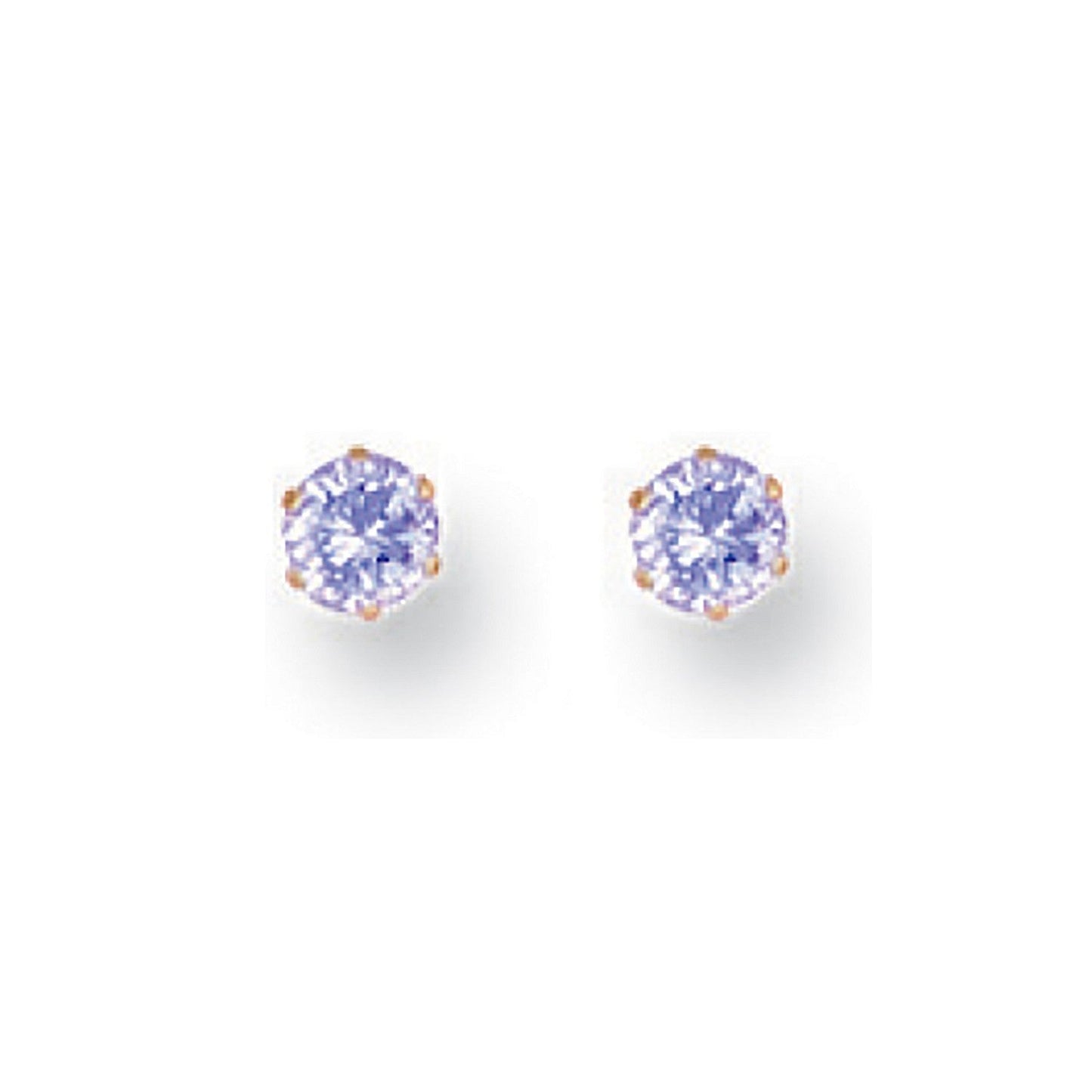 9ct Yellow Gold 3mm Claw Set Lavender Cz Studs - FJewellery