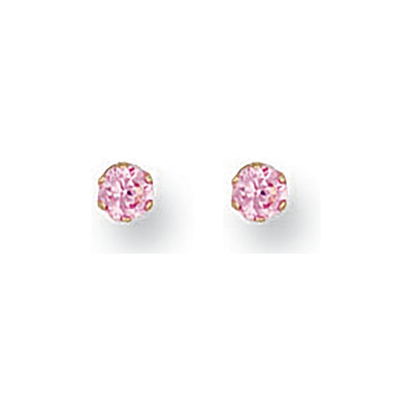 9ct Yellow Gold 3mm Claw Set Pink Cz Studs - FJewellery