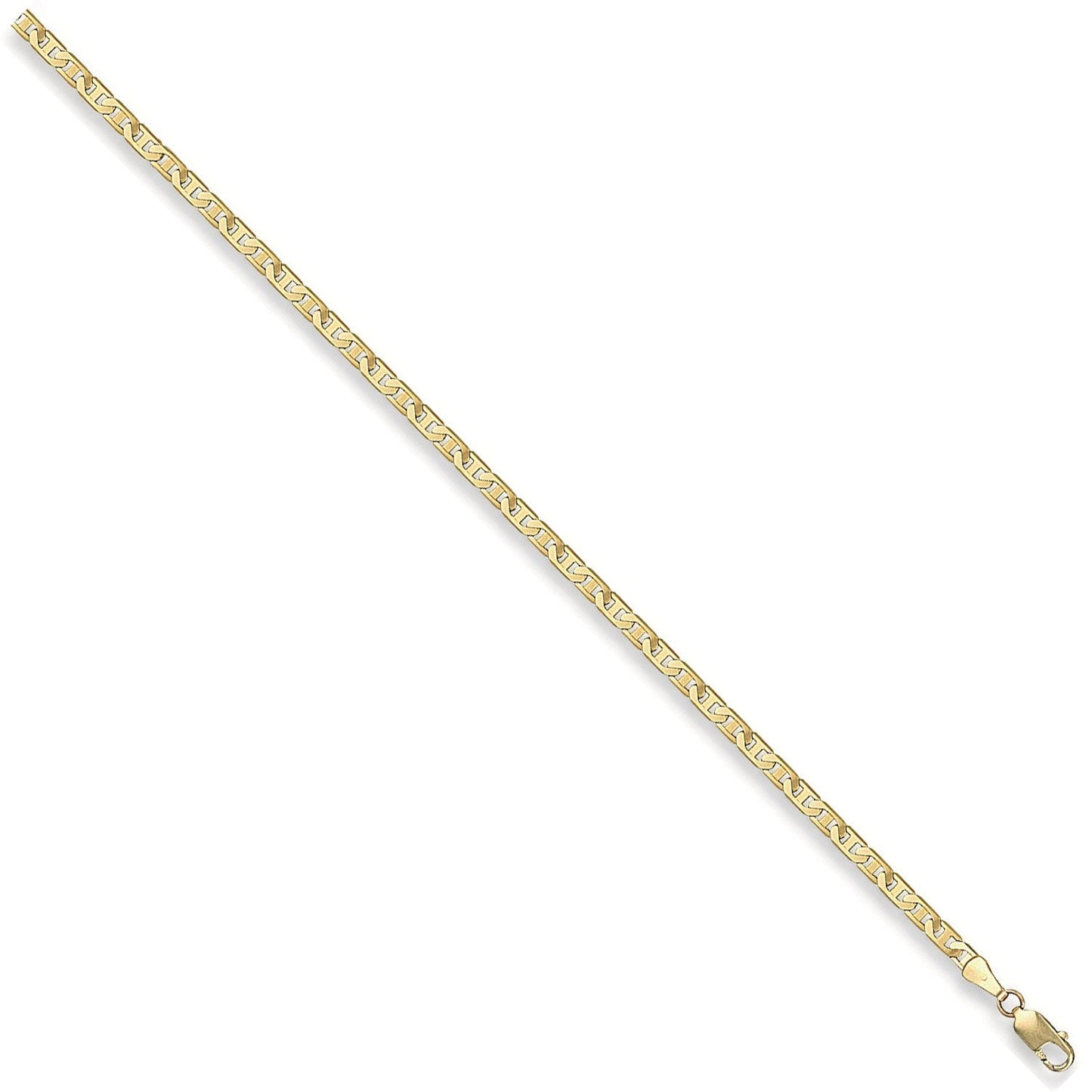 9ct Yellow Gold 3mm Flat Anchor Bracelet 7" - FJewellery