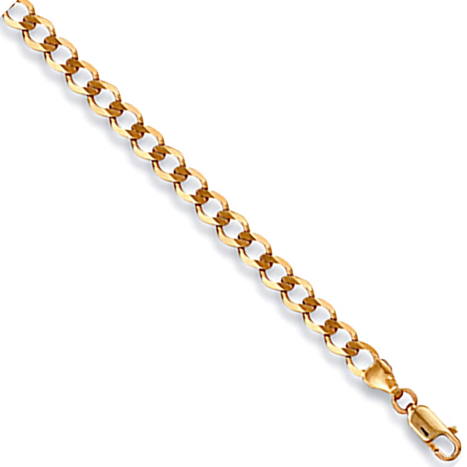 9ct Yellow Gold 4.5mm Curb Bracelet 7" - FJewellery