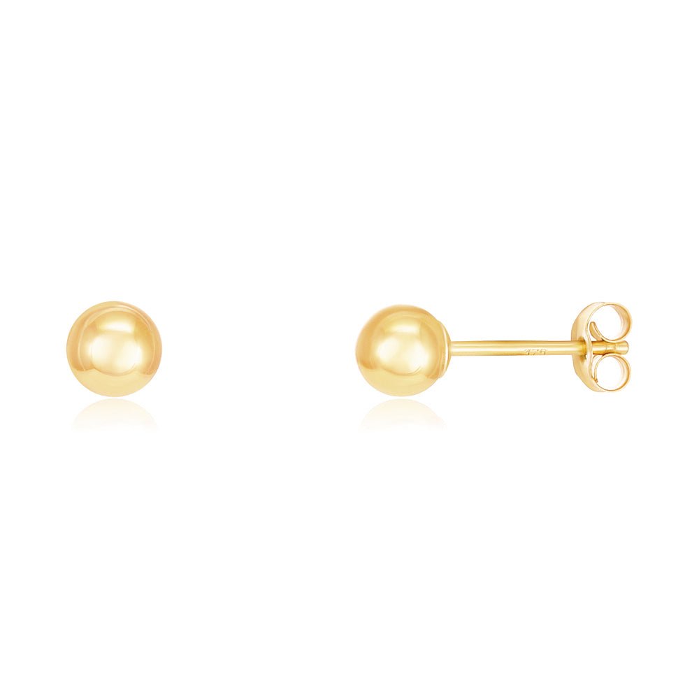9ct Yellow Gold 4mm Ball Studs - FJewellery