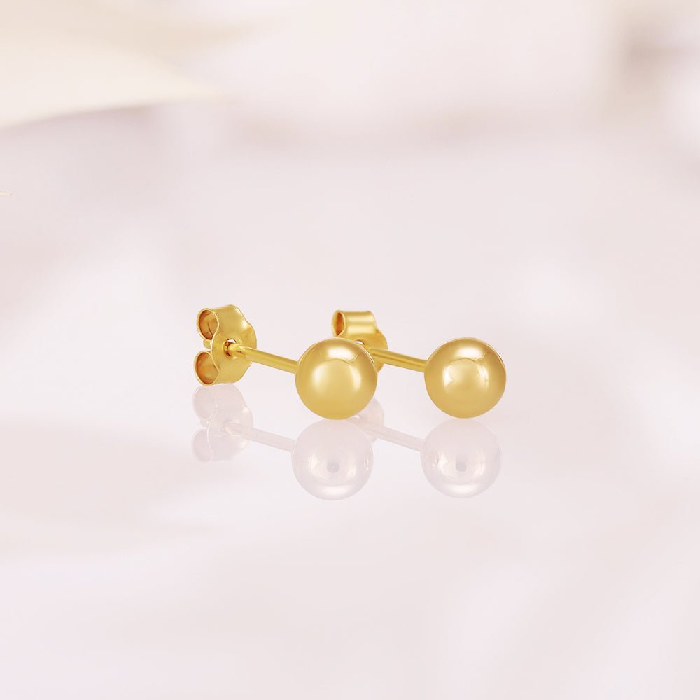 9ct Yellow Gold 4mm Ball Studs - FJewellery