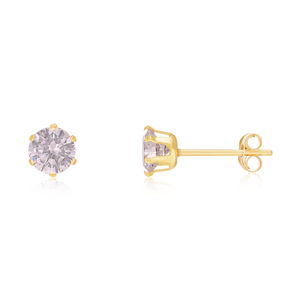 9ct Yellow Gold 4mm Claw Set Cz Studs - FJewellery