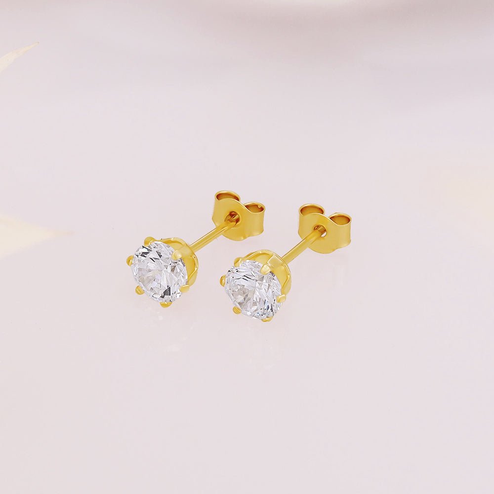 9ct Yellow Gold 4mm Claw Set Cz Studs - FJewellery