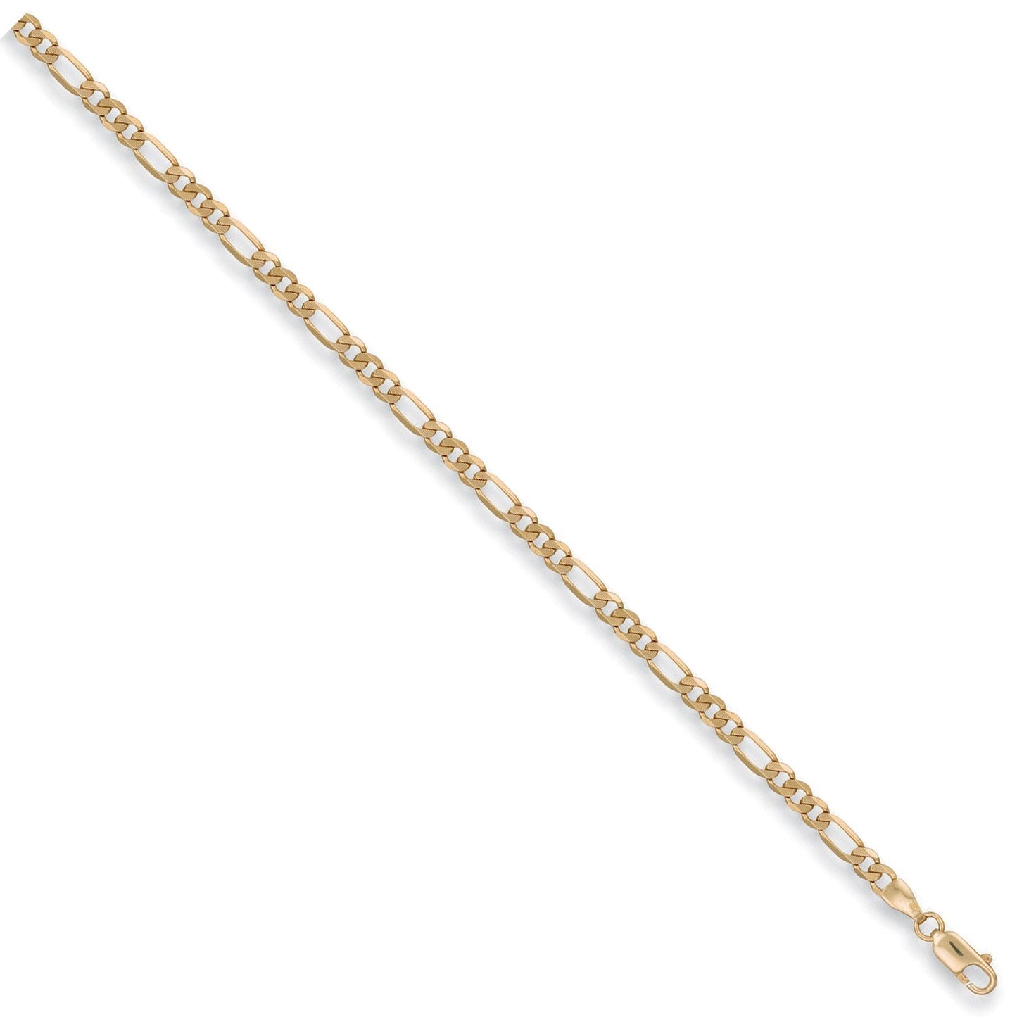 9ct Yellow Gold 4mm Figaro Bracelet 8" - FJewellery