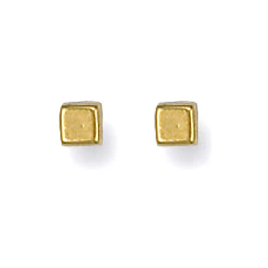 9ct Yellow Gold 4mm Square Cube Studs - FJewellery