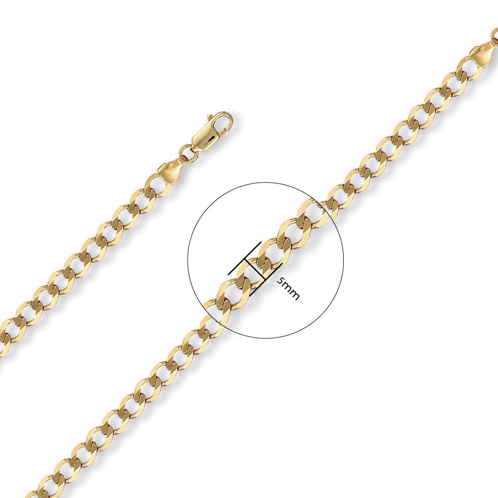 9ct Yellow Gold 5.1mm Curb Chain - FJewellery