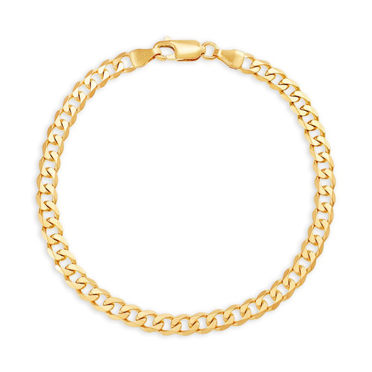 9ct Yellow Gold 5.5mm Classic Curb Bracelet 7" - FJewellery