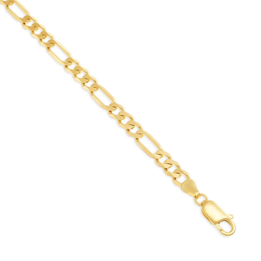 9ct Yellow Gold 5.5mm Figaro Bracelet - FJewellery