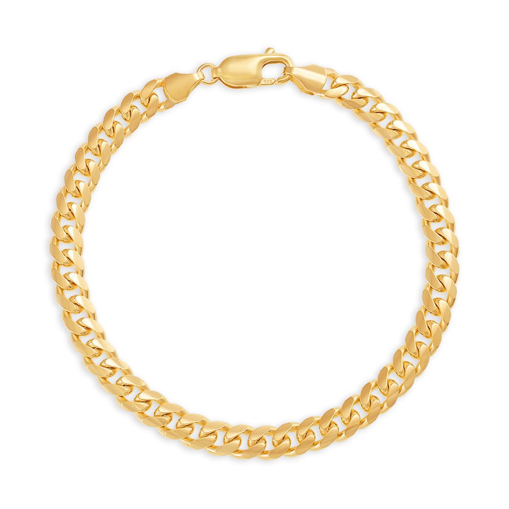 9ct Yellow Gold 5.5mm Strong Curb Bracelet 7" - FJewellery