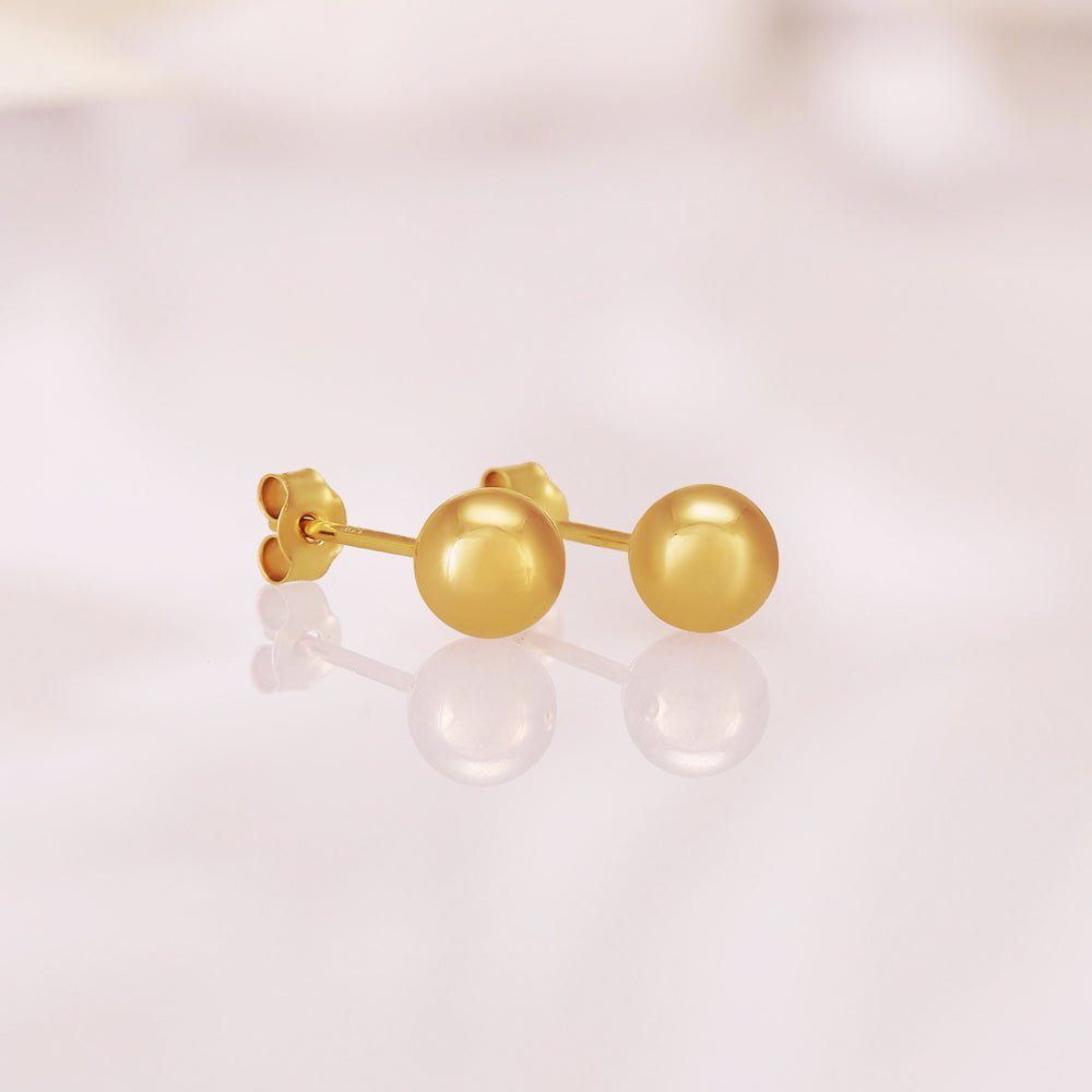 9ct Yellow Gold 5mm Ball Studs - FJewellery