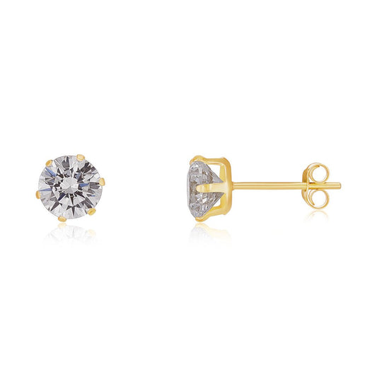 9ct Yellow Gold 5mm Claw Set Cz Studs - FJewellery