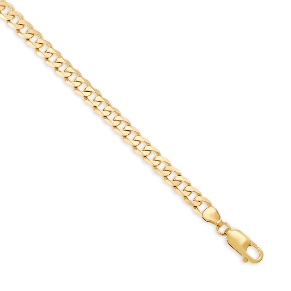 9ct Yellow Gold 6.5mm Curb Bracelet 7" - FJewellery