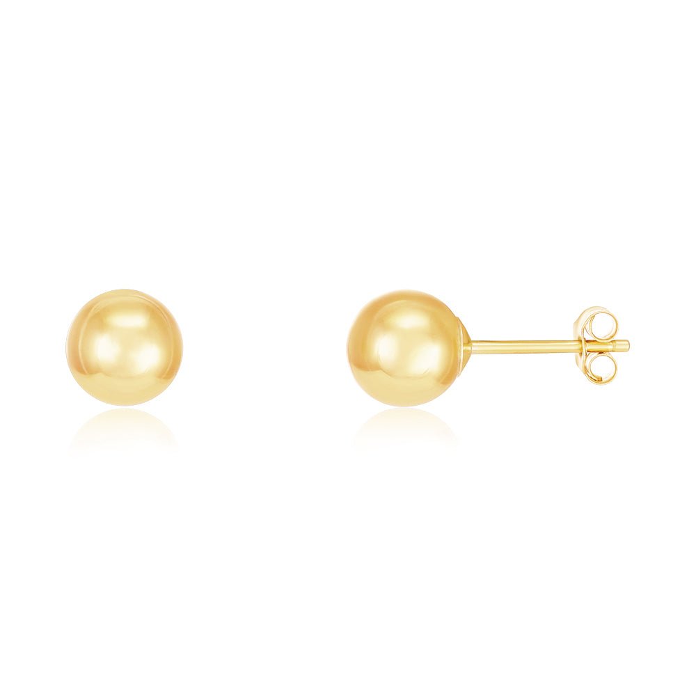 9ct Yellow Gold 6mm Ball Studs - FJewellery