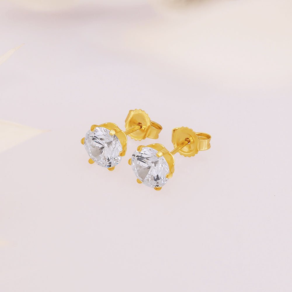 9ct Yellow Gold 6mm Claw Set Cz Studs - FJewellery