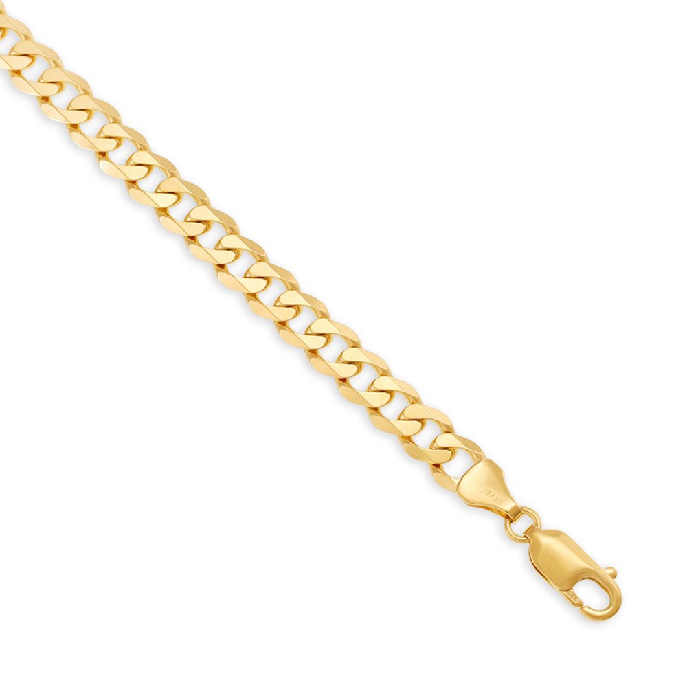 9ct Yellow Gold 7mm Curb Bracelet 7" - FJewellery