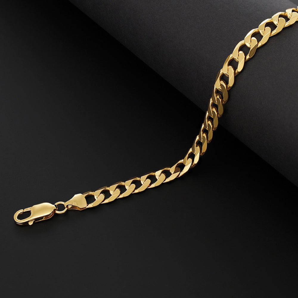 9ct Yellow Gold 8.5mm Curb Bracelet 7" - FJewellery